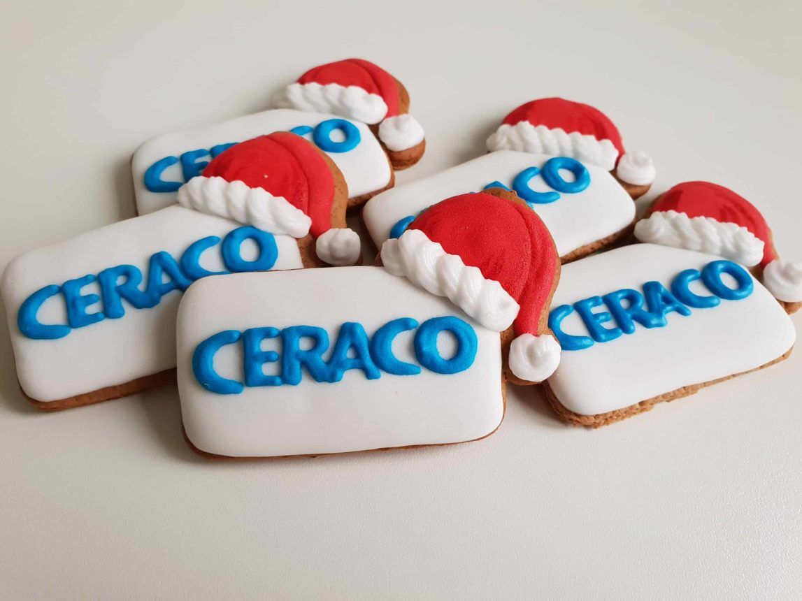 ciastka reklamowe, Lukrowane pierniczki z logo, pierniczki bożonarodzeniowe dla firm, pierniki dla firm - Basia sweets