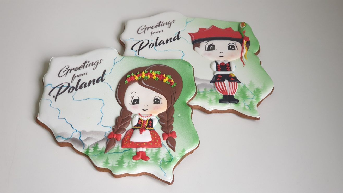 pierniki dekoracyjne, pamiątka z polski, strój ludowy, strój krakowski, kraków, pierniki Polska, lukrowane pierniki - Basia sweets,