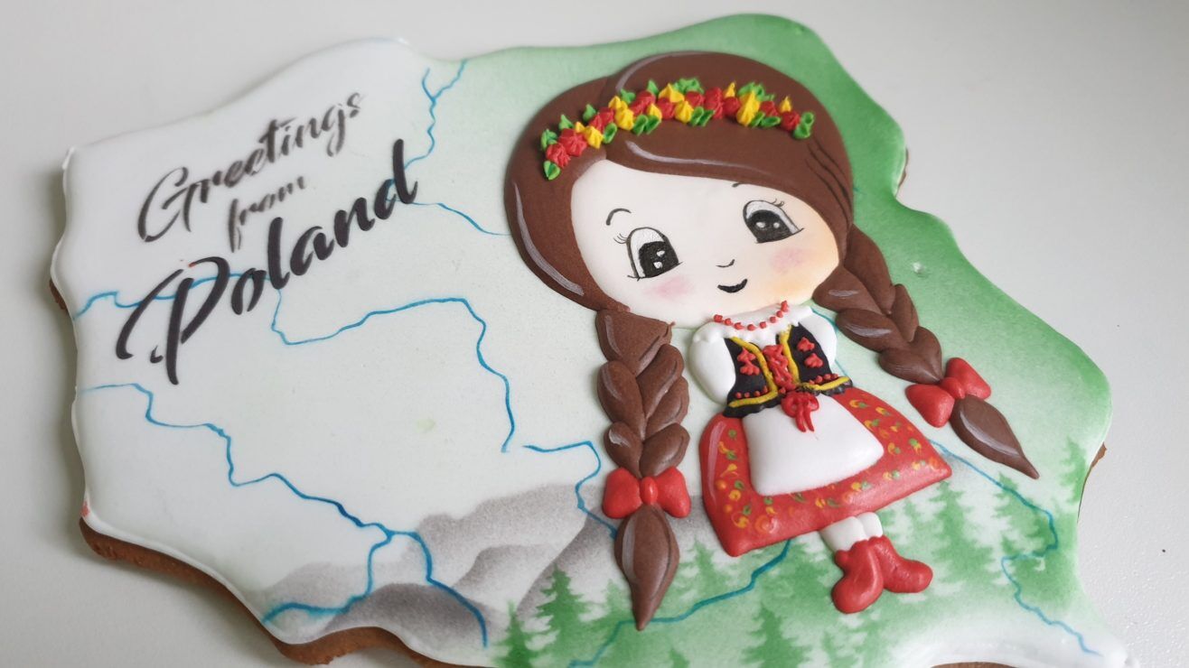 pierniki dekoracyjne, pamiątka z polski, strój ludowy, strój krakowski, kraków, pierniki Polska, lukrowane pierniki - Basia sweets,