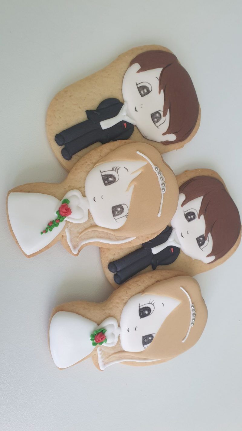 Ciasteczka ślubne Pan Młody Pani Młoda, podziękowania dla gości na ślub, podziękowania na ślub, lukrowane ciasteczka - Basia sweets