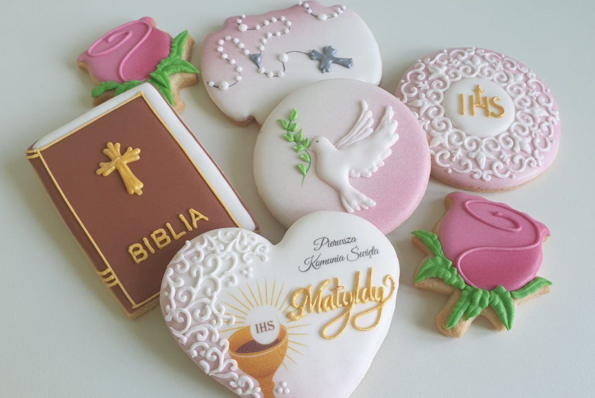 Pierniczki komunijne zestaw, podziękowania dla gości, podziękowania komunia, pierniki na komunię, ciasteczka komunijne, ciastka komunijne, podziękowania dla gości komunia, lukrowane ciasteczka - Basia sweets