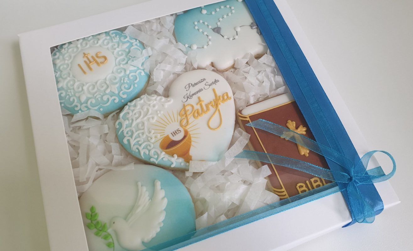 Pierniczki komunijne zestaw, podziękowania dla gości, podziękowania komunia, pierniki na komunię, ciasteczka komunijne, ciastka komunijne, podziękowania dla gości komunia, lukrowane ciasteczka - Basia sweets
